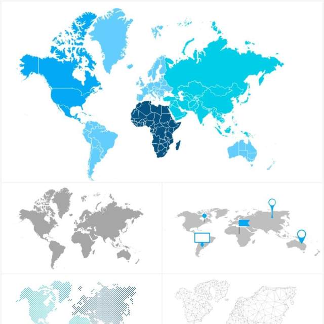 世界地图PPT元素World maps