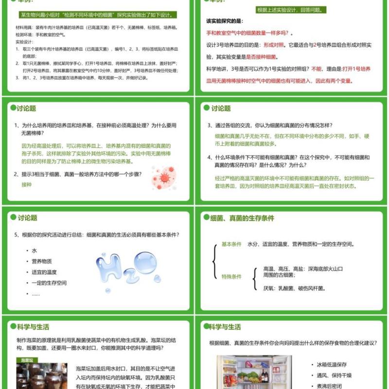 部编版八年级生物上册细菌和真菌的分布PPT模板