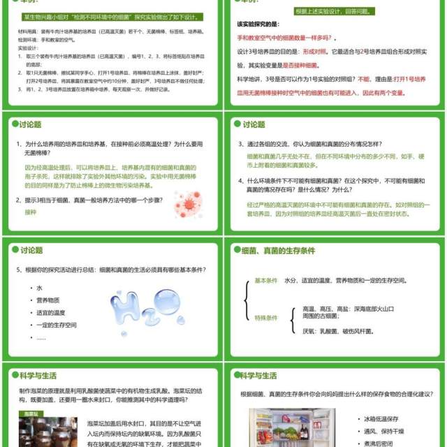 部编版八年级生物上册细菌和真菌的分布PPT模板