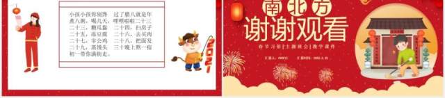 红色卡通风南北方春节习俗介绍PPT模板 红色卡通风南北方春节习俗介绍PPT模板