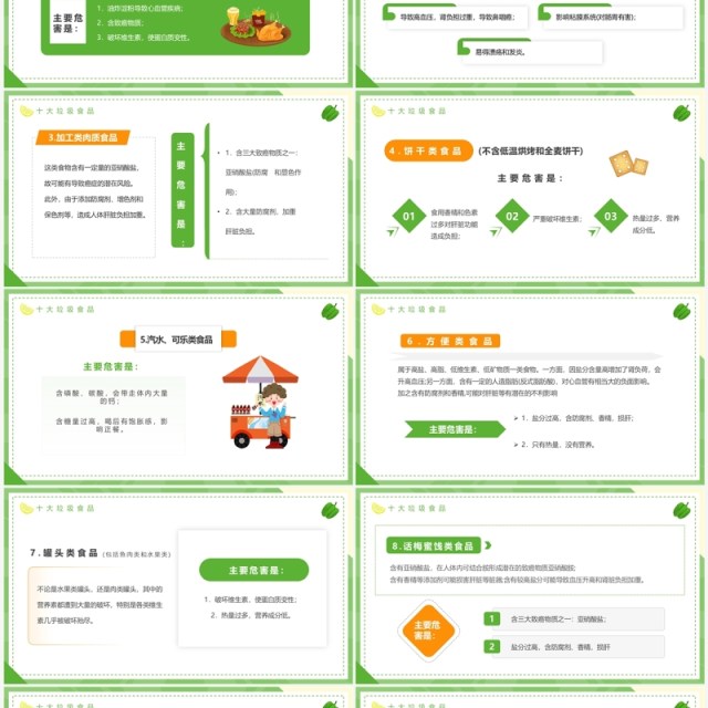 绿色卡通风食品安全宣传周PPT模板 绿色卡通风食品安全宣传周PPT模板