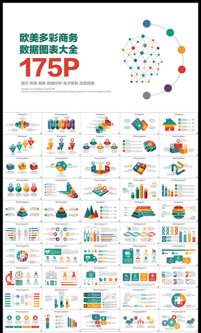 175页高端商务PPT数据图表素材模板