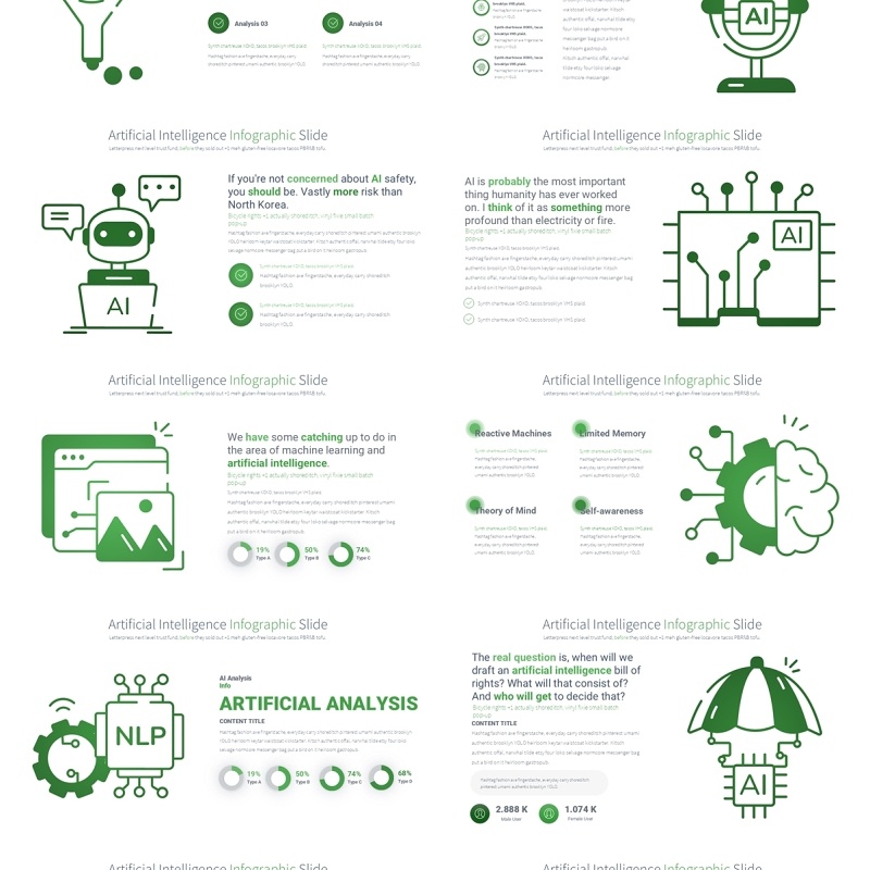 人工智能PPT模板素材信息图Artificial intelligence - Color 02 (Green)
