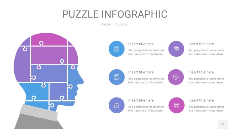 蓝紫色拼图PPT图表11