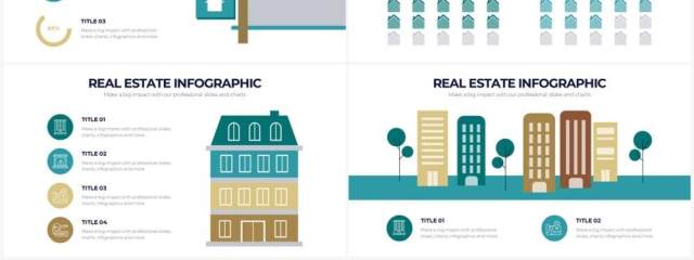 黄绿色创意房地产PPT信息图形素材Real Estate Powerpoint Infographics