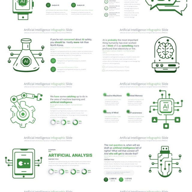 AI人工智能信息图PPT模板Artificial intelligence - Color 02 (Green)