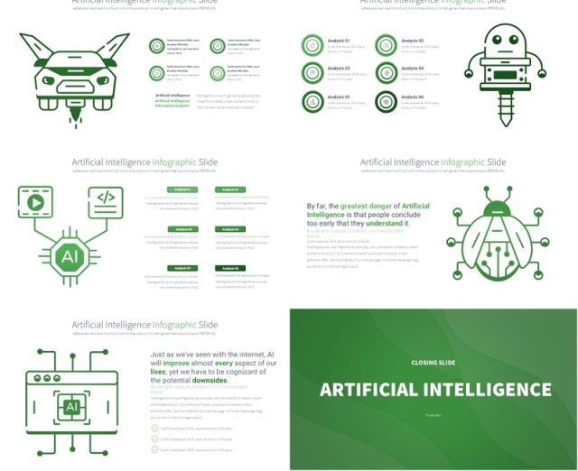 AI人工智能信息图PPT模板Artificial intelligence - Color 02 (Green)