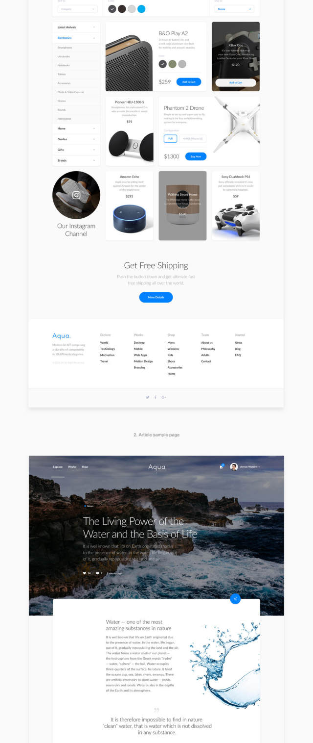 适用于Photoshop和Sketch的Aqua Web UI工具包,Aqua 适用于Photoshop和Sketch的Aqua Web UI工具包,Aqua