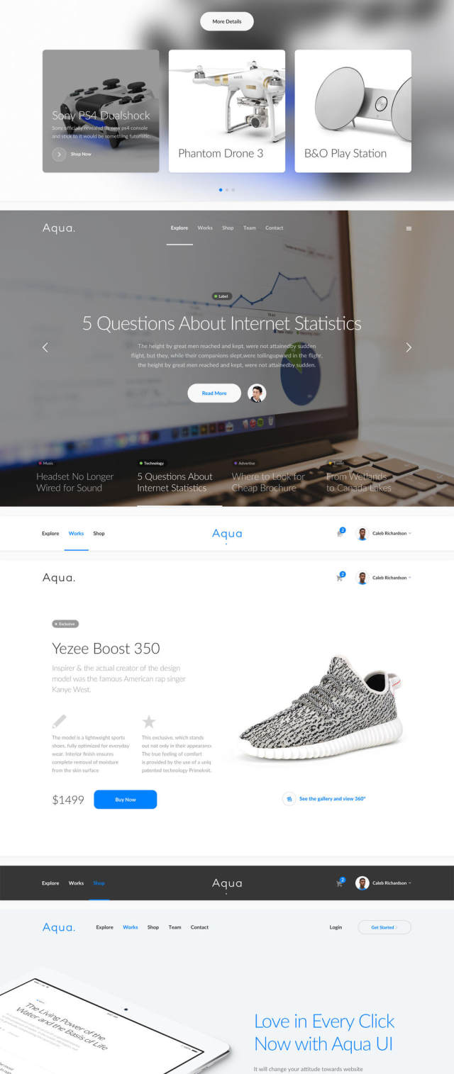 适用于Photoshop和Sketch的Aqua Web UI工具包,Aqua 适用于Photoshop和Sketch的Aqua Web UI工具包,Aqua