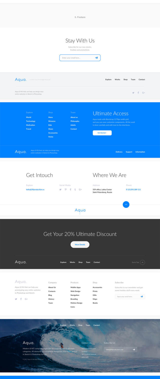 适用于Photoshop和Sketch的Aqua Web UI工具包,Aqua 适用于Photoshop和Sketch的Aqua Web UI工具包,Aqua