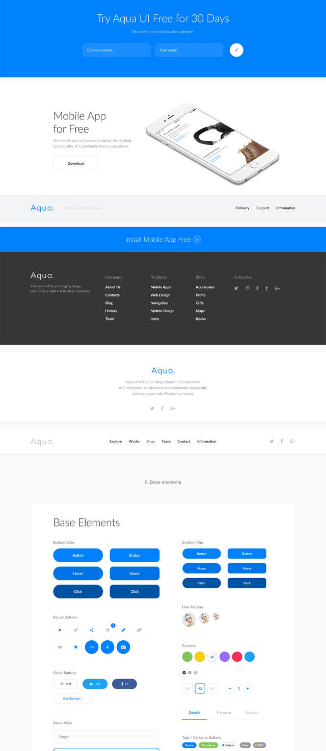 适用于Photoshop和Sketch的Aqua Web UI工具包,Aqua 适用于Photoshop和Sketch的Aqua Web UI工具包,Aqua