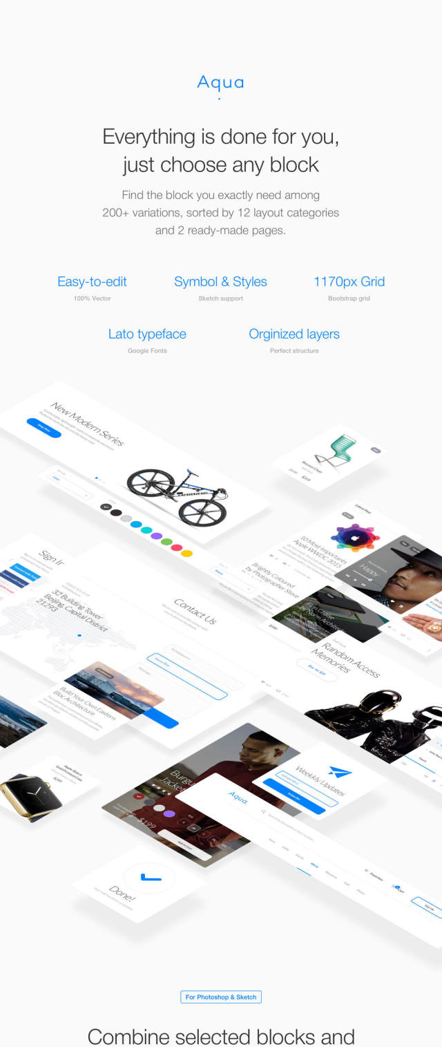 适用于Photoshop和Sketch的Aqua Web UI工具包,Aqua 适用于Photoshop和Sketch的Aqua Web UI工具包,Aqua