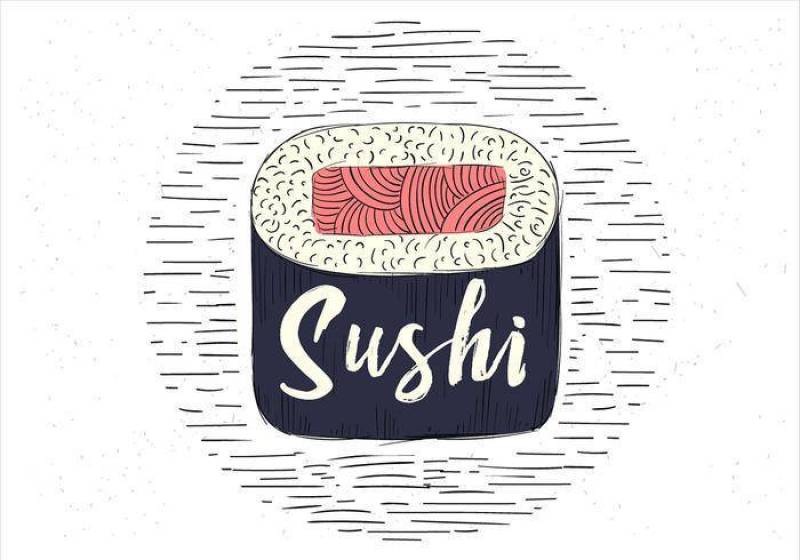  手绘矢量寿司插画