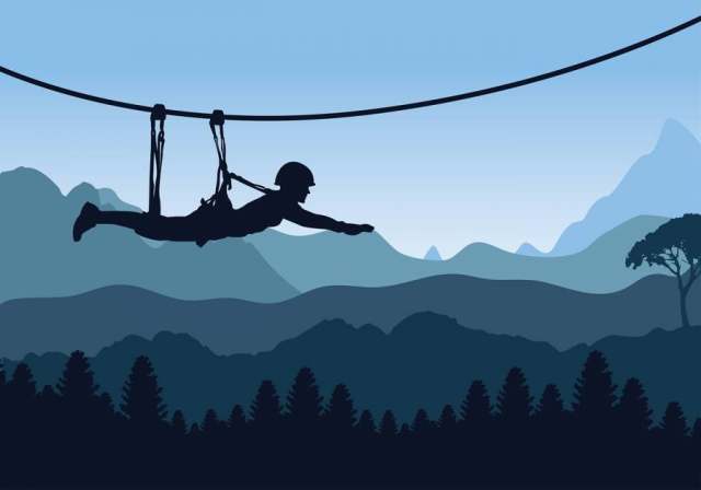 蓝色日落Zipline 矢量