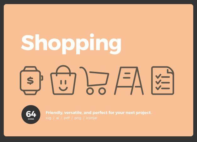64个购物消费线性图标素材64 Shopping Icons