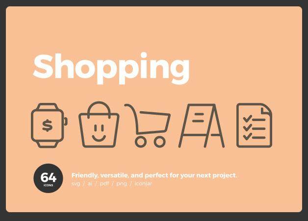 64个购物消费线性图标素材64 Shopping Icons 64个购物消费线性图标素材64 Shopping Icons