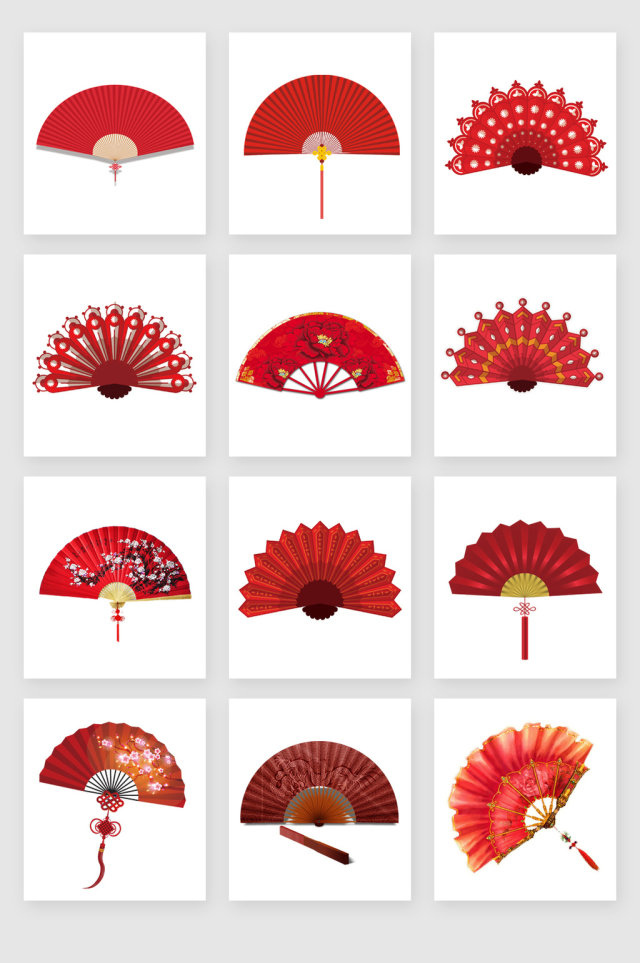 生活用具红色扇子素材 生活用具红色扇子素材