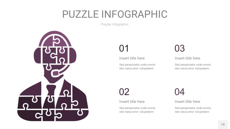 深紫色拼图PPT图表13
