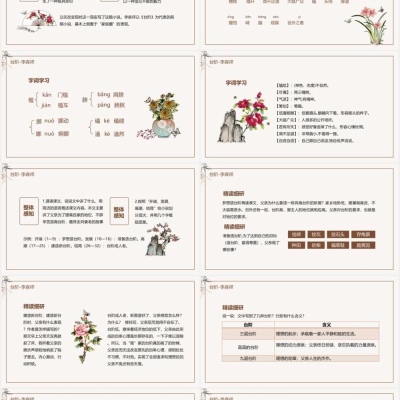 人教版语文七年级下册台阶动态课件PPT模板