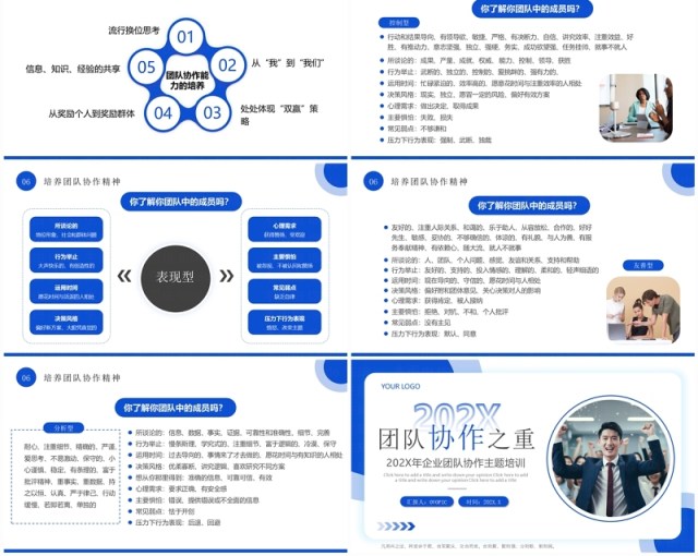 蓝色商务风企业团队协作之重培训PPT模板