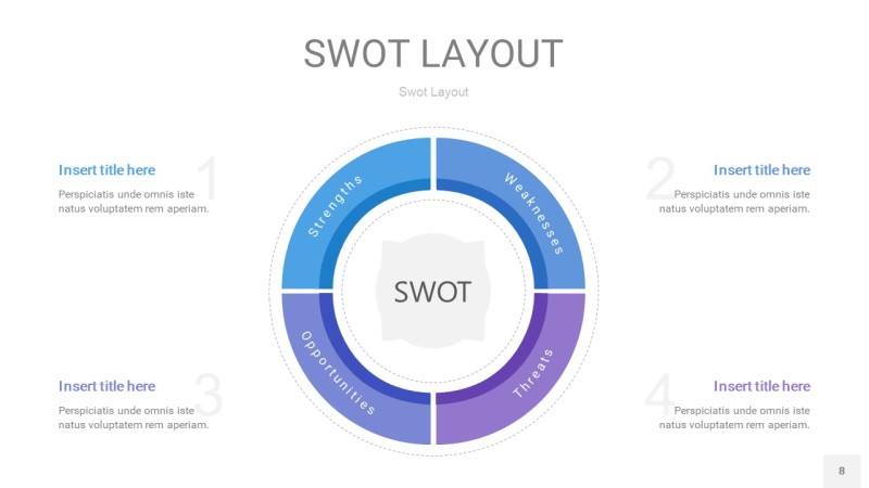 紫蓝色SWOT图表PPT8