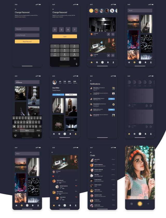 Ainos Social App UI工具包，使用Sketch，XD和Figma，Ainos Social App UI / UX工具包设计