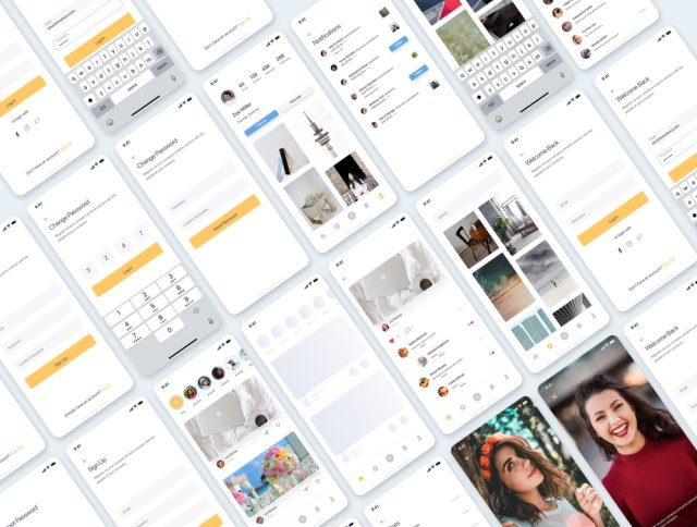 Ainos Social App UI工具包，使用Sketch，XD和Figma，Ainos Social App UI / UX工具包设计