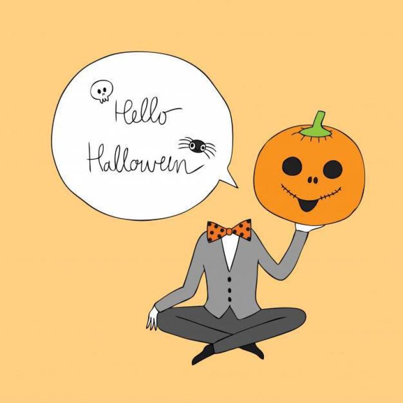 卡通可爱万圣节头南瓜矢量。