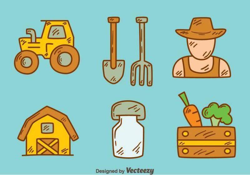 手绘农民元素矢量