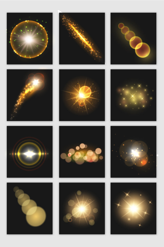 各类金色光点光效矢量元素