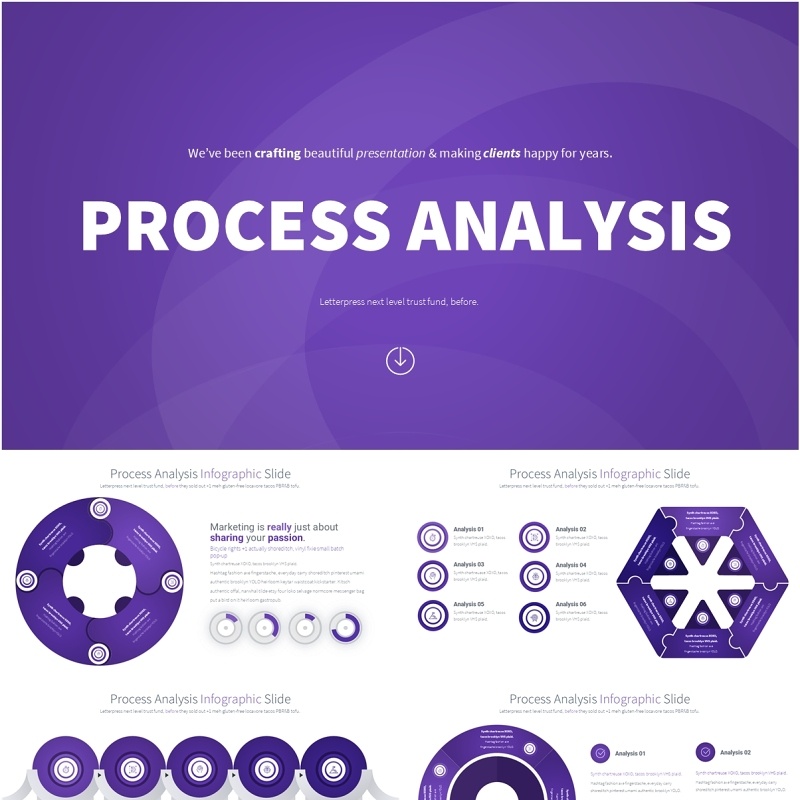 深紫色流程过程分析PPT模板素材Process Analysis - Color 07 (Deep Purple)