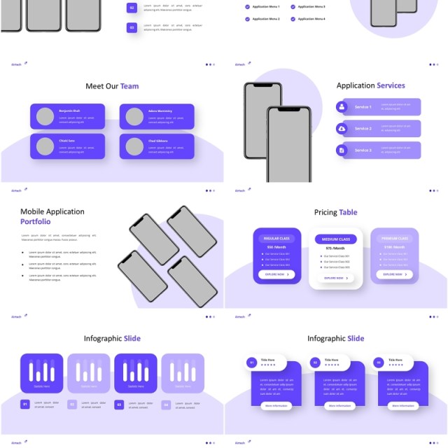 手机模型信息图表PPT模板素材Airtech Powerpoint Template