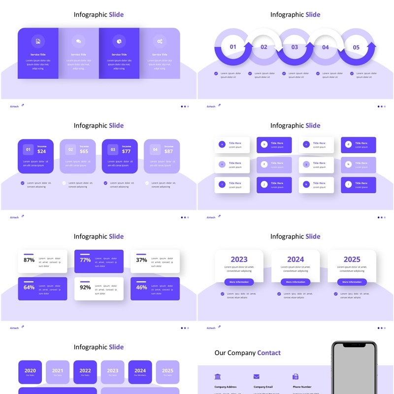 手机模型信息图表PPT模板素材Airtech Powerpoint Template