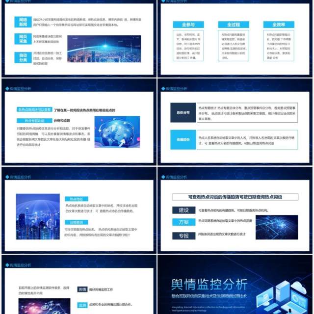 舆情监控分析整合互联网信息采集技术及信息智能处理技术动态PPT模板