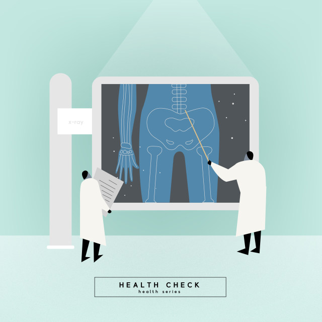 医生护士医疗健康卡通人物拍CT插画海报AI矢量素材模板