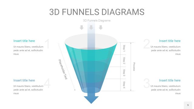 天蓝绿3D漏斗PPT信息图表9