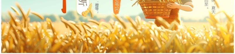 黄色插画风二十四节气之芒种介绍PPT模板