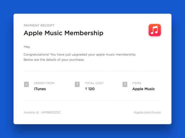 Apple Music 邮件票据 Apple Music 邮件票据