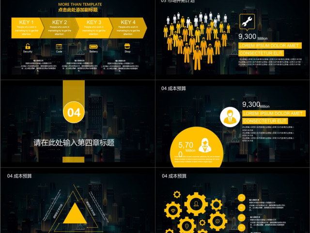 2019黄黑色简约风工作汇报PPT模版