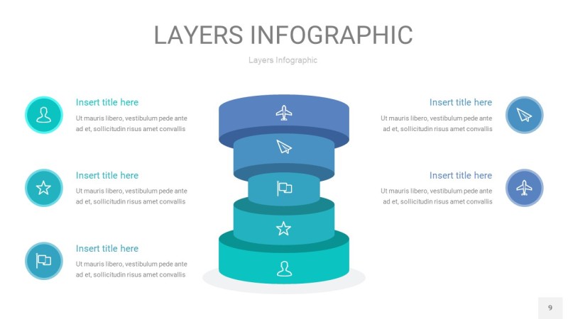 宝石绿3D分层PPT信息图9