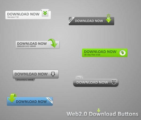 Web2.0网页下载按钮PSD素材 Web2.0网页下载按钮PSD素材