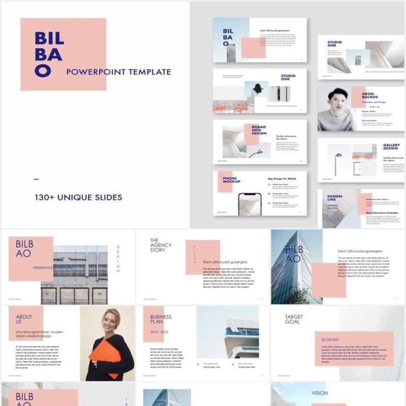 简约简洁个人工作简历报告PPT模板BILBAO - Powerpoint Template