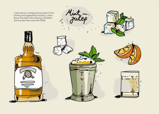 新鲜的薄荷Julep成分手绘矢量图 新鲜的薄荷Julep成分手绘矢量图