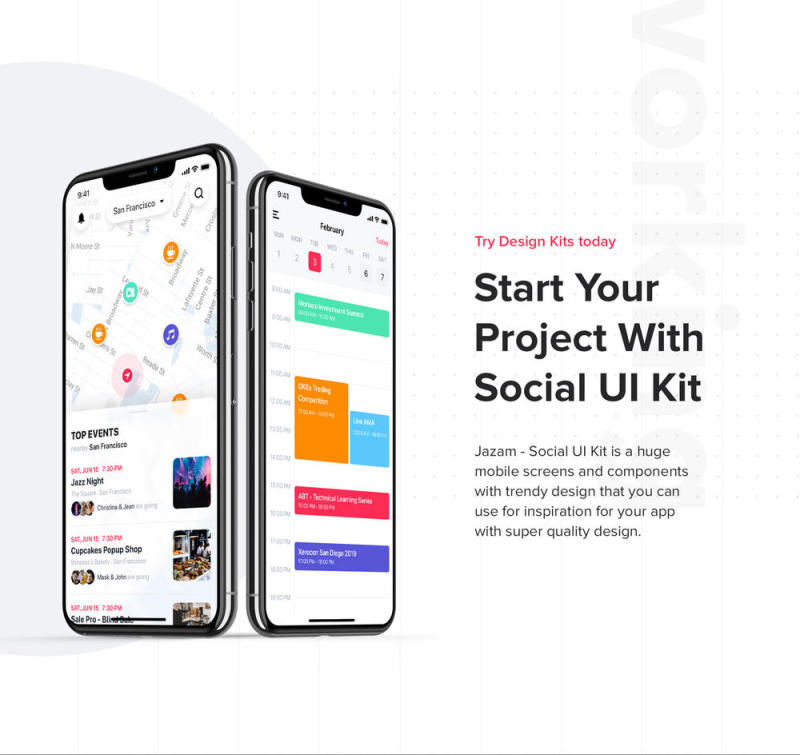 使用Sketch，XD和FIGMA，Jazam设计的社交移动UI工具包 - 社交移动应用UI工具包
