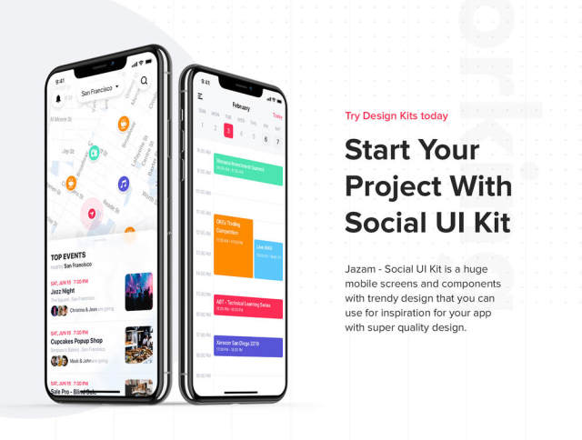 使用Sketch,XD和FIGMA,Jazam设计的社交移动UI工具包 - 社交移动应用UI工具包 使用Sketch,XD和FIGMA,Jazam设计的社交移动UI工具包 - 社交移动应用UI工具包