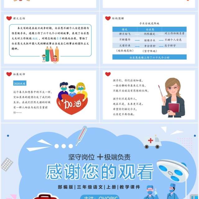 部编版三年级语文上册手术台就是阵地课件PPT模板 部编版三年级语文上册手术台就是阵地课件PPT模板