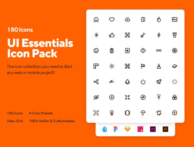 180个图标完善启动任何项目。对于素描,FIGMA Illustrator和Adobe XD,INVISION&IconJar,UI要点图标包 180个图标完善启动任何项目。对于素描,FIGMA Illustrator和Adobe XD,INVISION&IconJar,UI要点图标包