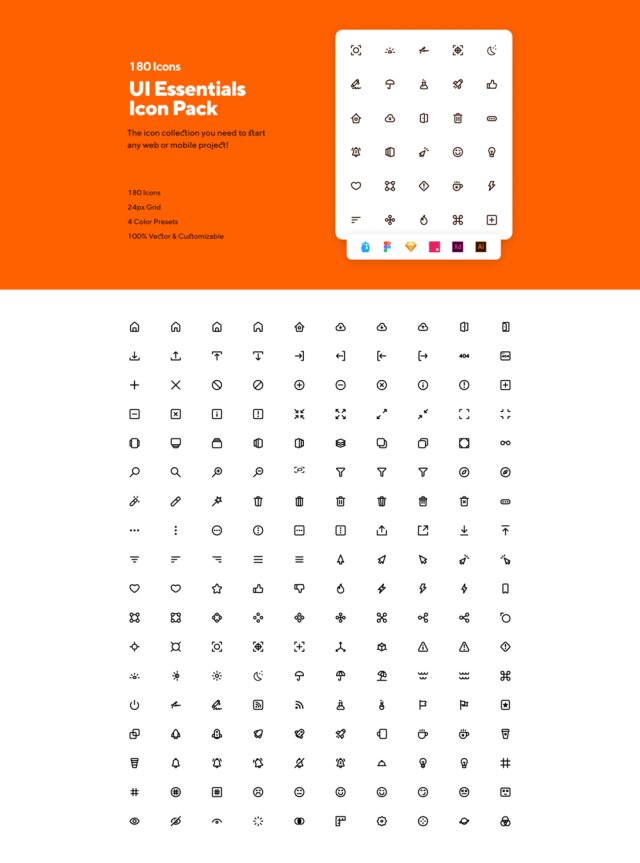 180个图标完善启动任何项目。对于素描,FIGMA Illustrator和Adobe XD,INVISION&IconJar,UI要点图标包 180个图标完善启动任何项目。对于素描,FIGMA Illustrator和Adobe XD,INVISION&IconJar,UI要点图标包