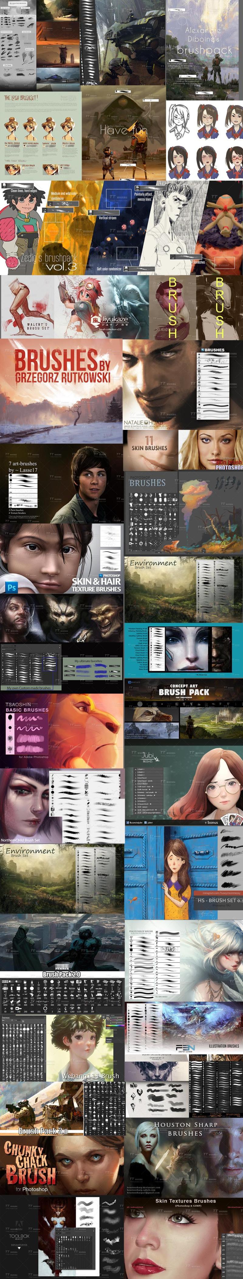 100款CG绘画PS笔刷打包下载