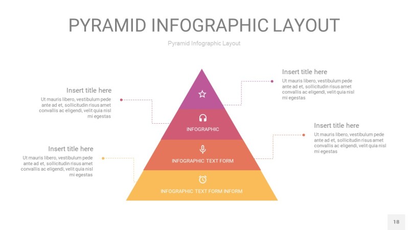渐变紫黄色3D金字塔PPT信息图表18